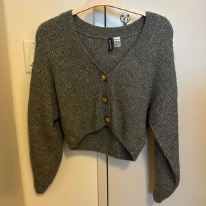 H&M cropped gray cardigan